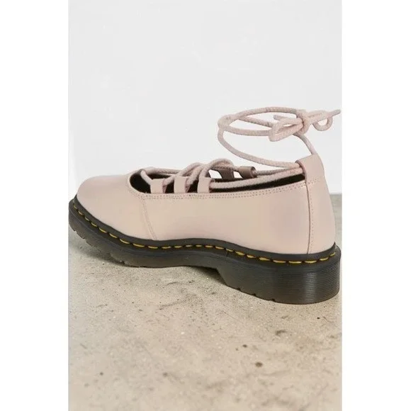 Dr Martens Elphie II Powder Pink Iridescent Leather Ballet Flat Shoes Women's 9 - Picture 8 of 9
